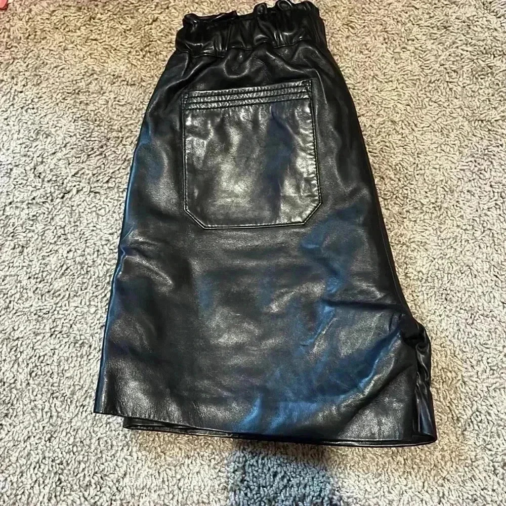 NWT Lita By Ciara Revolve 100% Lamb Leather Drawstring Shorts - Picture 5 of 5